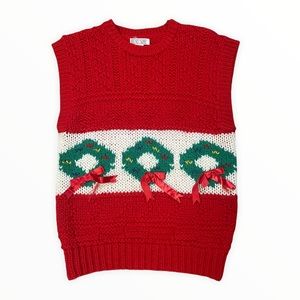Christmas Sweater Vest With Wreaths